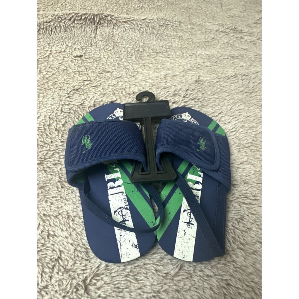 Polo Ralph Lauren Kids Shoes 10 Slide w/ Strap Slip On Sandals Blue - Picture 4 of 16